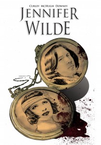cover art for Jennifer Wilde showing a fob watch with the faces of Oscar Wilde and a young woman reflected in it