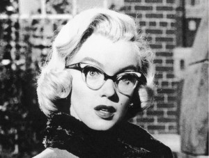 Marilyn Monroe wears cat-eye glasses in How to Marry a Millionaire. Used under Fair Use guidelines.
